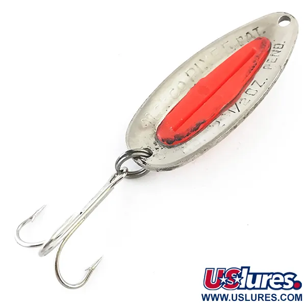 Vintage   Nebco Pixee UV, 1/2oz Hammered Nickel / Pink fishing spoon #5364