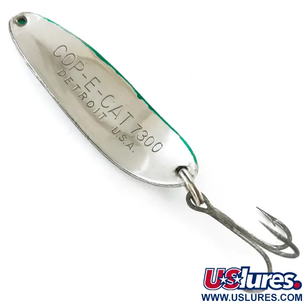 Vintage  Eppinger Dardevle Cop-E-Cat 7300, 1/3oz Nickel / Green fishing spoon #5369