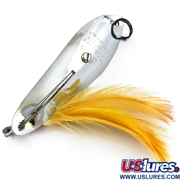 Vintage  Crippled Alewive Lure CRIPPLED ALEWIVE, 3/4oz Nickel / Yellow fishing spoon #5371