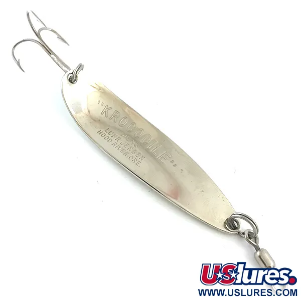 Vintage  Luhr Jensen Krocodile Die #5 Glow, 1oz Blue / White Glow in Dark fishing spoon #5384