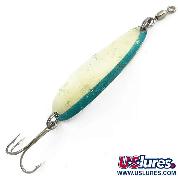 Vintage  Luhr Jensen Krocodile Die #5 Glow, 1oz Blue / White Glow in Dark fishing spoon #5384