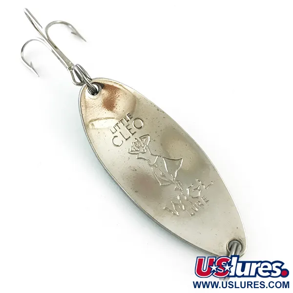 Vintage  Seneca Little Cleo (Hula Girl), 2/3oz White Pearl / Nickel fishing spoon #5387