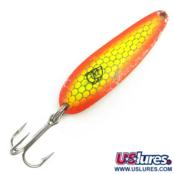 Vintage  Eppinger Dardevle Cop-E-Cat 7400 UV, 2/3oz Yellow / Orange / Nickel fishing spoon #5389