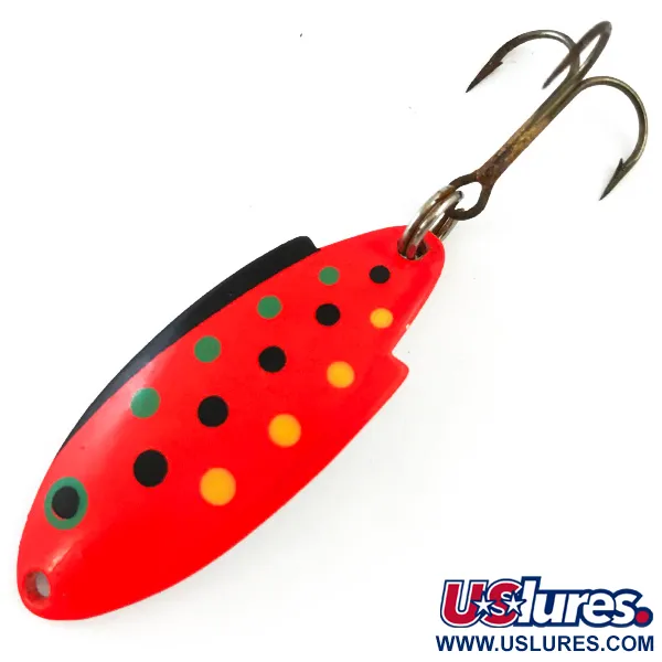 Vintage   Thomas Buoyant UV, 1/4oz Red Trout UV Glow in UV light, Fluorescent fishing spoon #5393