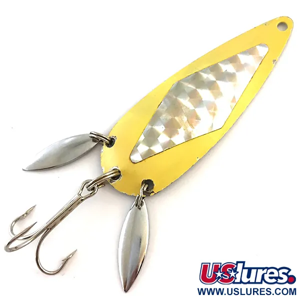 Vintage   Marathon (with sonic blades) UV, 3/5oz Yellow / Nickel fishing spoon #5411