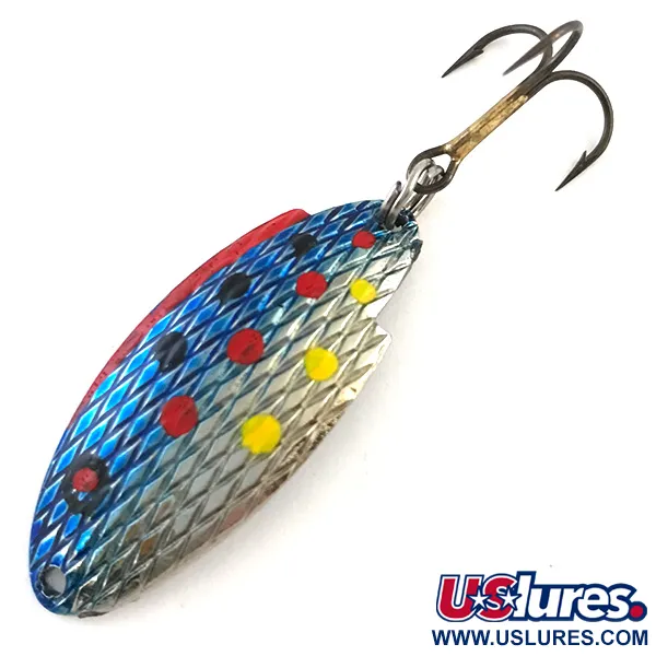 Vintage   Thomas Buoyant, 3/16oz Hammered Nickel / Blue Trout fishing spoon #5416
