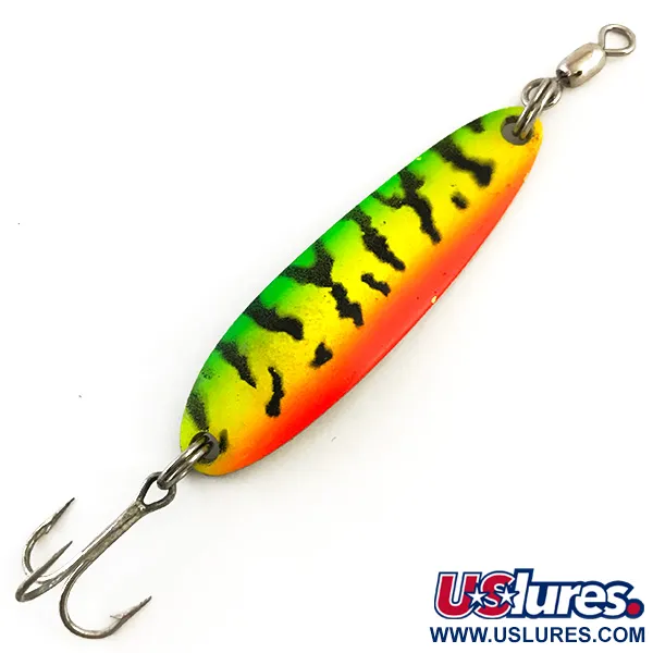 Vintage  Luhr Jensen Krocodile Die #3, 1/3oz Fire Tiger fishing spoon #5421