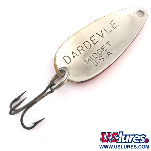 Vintage  Eppinger Dardevle Midget, 3/16oz Red / White / Nickel fishing spoon #5427