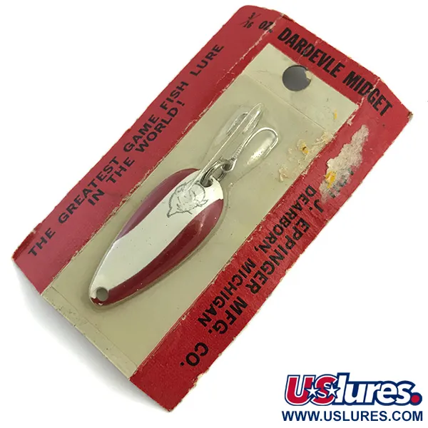  Eppinger Dardevle Midget, 3/16oz Red / White / Nickel fishing spoon #5452
