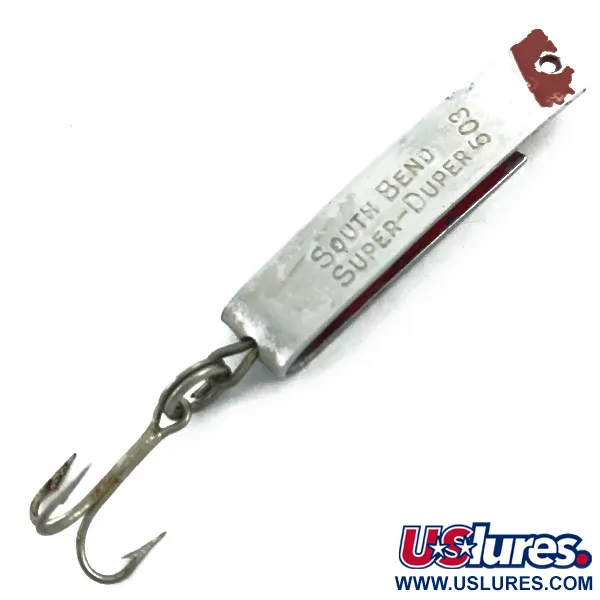 Vintage  South Bend Super-Duper 503, 1/8oz Nickel / Red fishing spoon #5491