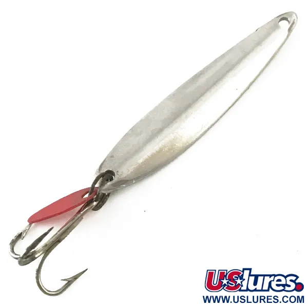 Vintage   Bay de Noc Swedish pimple, 1/4oz Nickel / Green / Red fishing spoon #5501