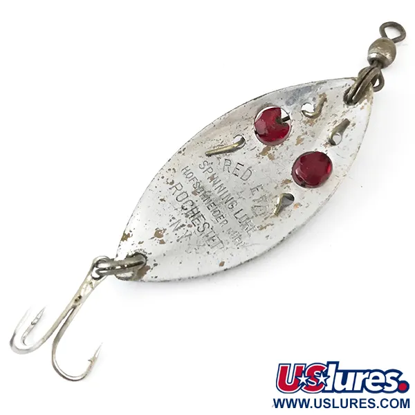 Vintage  Hofschneider Red Eye, 1/4oz Nickel / Red fishing spoon #5503