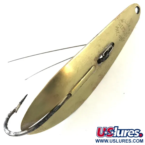 Vintage  Williams Weedless WIlliams Weedler, 3/5oz Gold fishing spoon #5518