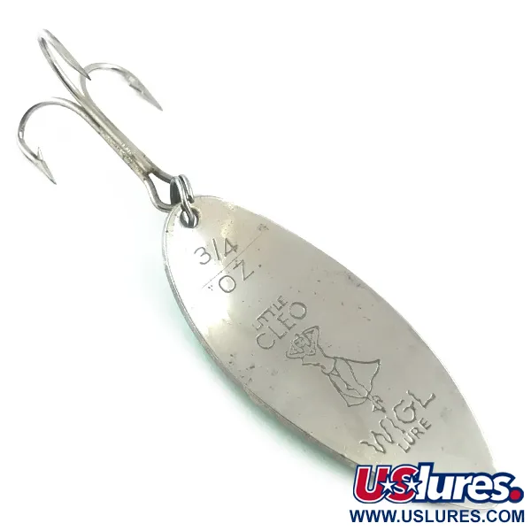 Vintage  Seneca Little Cleo (Hula Girl), 3/4oz White Pearl / Green / Nickel fishing spoon #5521