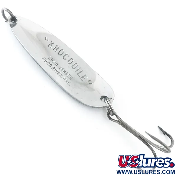 Vintage  Luhr Jensen Krocodile Die #5, 1 1/2oz Nickel fishing spoon #5522