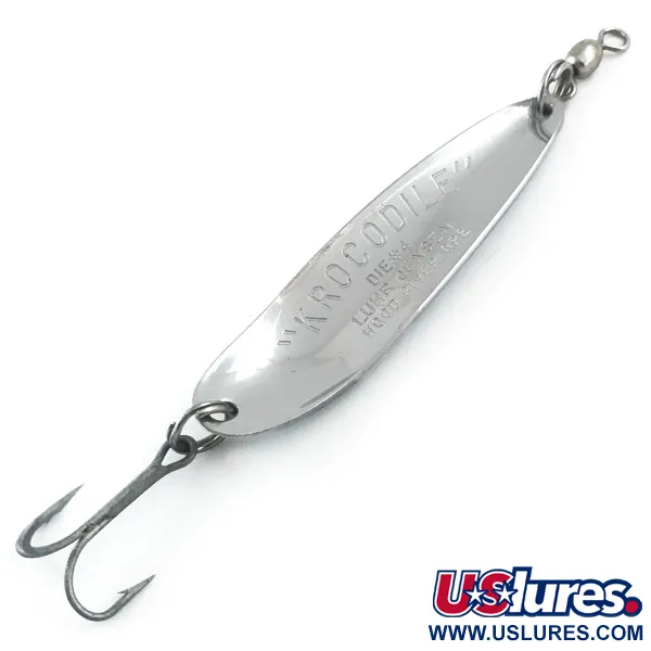 Vintage  Luhr Jensen Krocodile Die #4, 1/2oz Nickel fishing spoon #5524