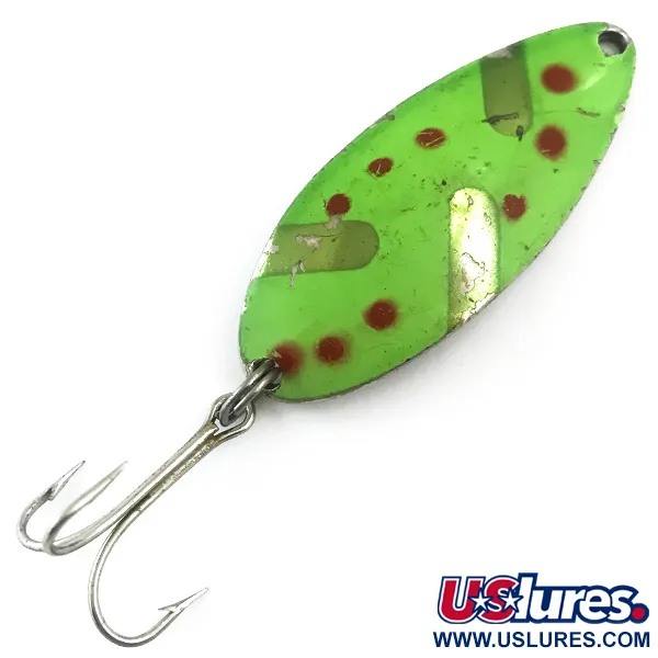 Vintage  Seneca Little Cleo (Hula Girl), 1/2oz Green / Red / Nickel fishing spoon #5531