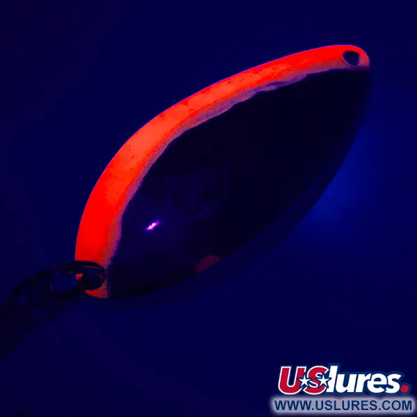  Eppinger Dardevle Devle Dog 5400 UV, 2/3oz Hammered Nickel / Orange UV Glow in UV light, Fluorescent fishing spoon #5532