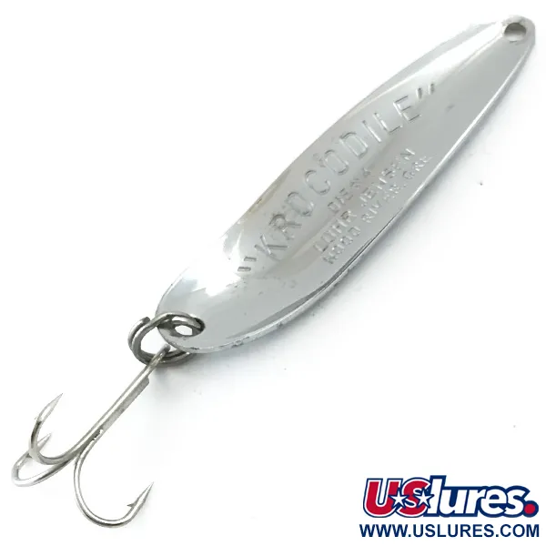 Vintage  Luhr Jensen Krocodile Die #4, 1/2oz Nickel fishing spoon #5547