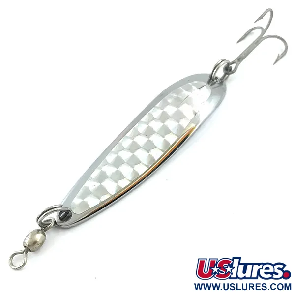 Vintage  Luhr Jensen Krocodile Die #4, 1/2oz Nickel / Hologram fishing spoon #5548