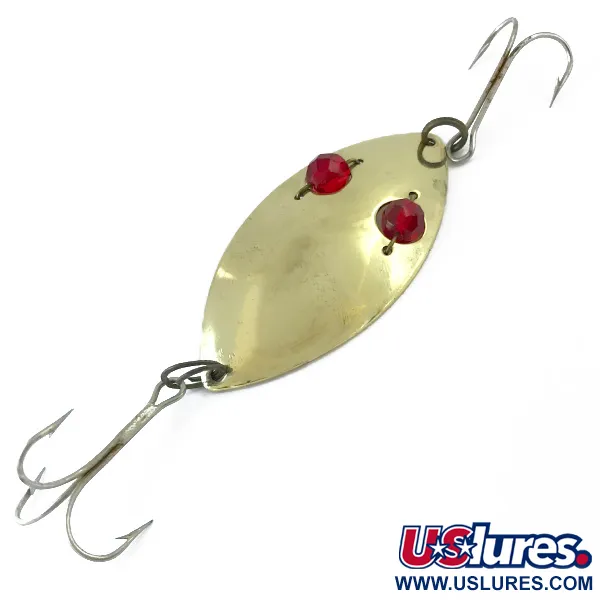 Vintage  Hofschneider Red Eye Wiggler, 1oz Gold / Red fishing spoon #5565