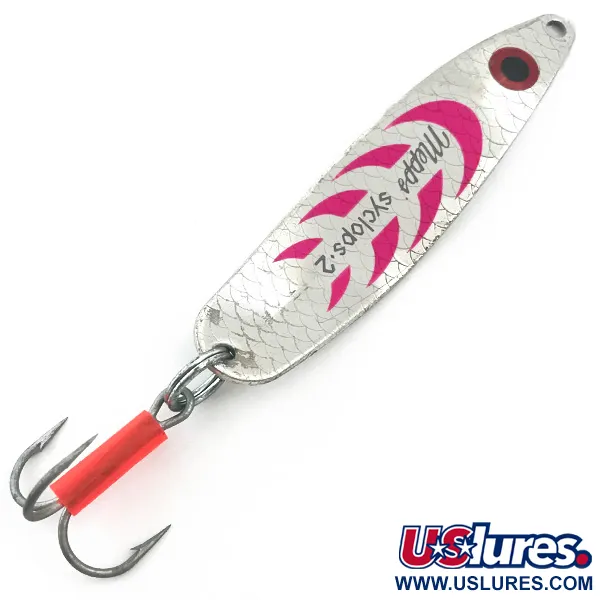 Vintage   Mepps Syclops 2, 3/5oz Silver / Pink fishing spoon #5571