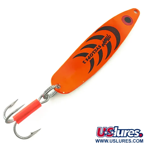 Vintage   Mepps Syclops 2 UV, 3/5oz Fluorescent Orange / Gold fishing spoon #5572