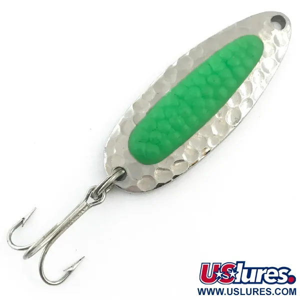 Vintage   Blue Fox Pixee UV, 1/4oz Green / Hammered Nickel fishing spoon #5575