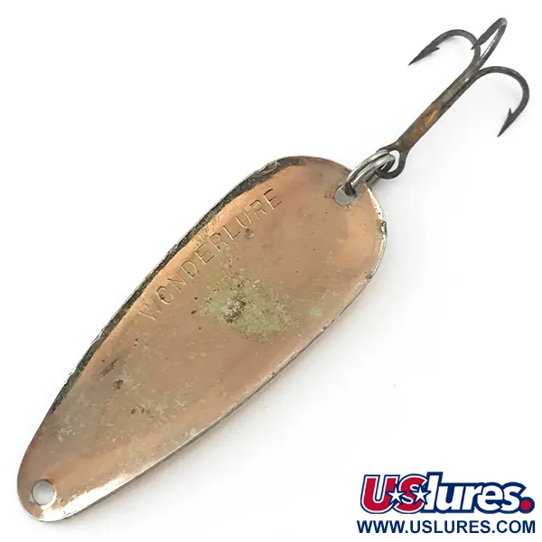 Vintage  Acme Wonderlure, 2/5oz Hammered Nickel / Orange / Bronze (Brass) fishing spoon #5586
