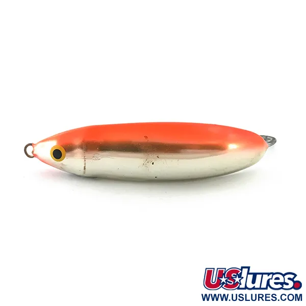 Vintage   Weedless Rapala Minnow Spoon UV, 1/2oz Silver / Orange UV fishing spoon #5590