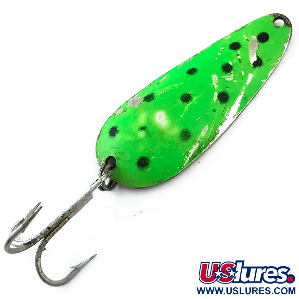 Vintage  Nebco Aqua Spoon UV, 3/5oz Green / Nickel fishing spoon #5597