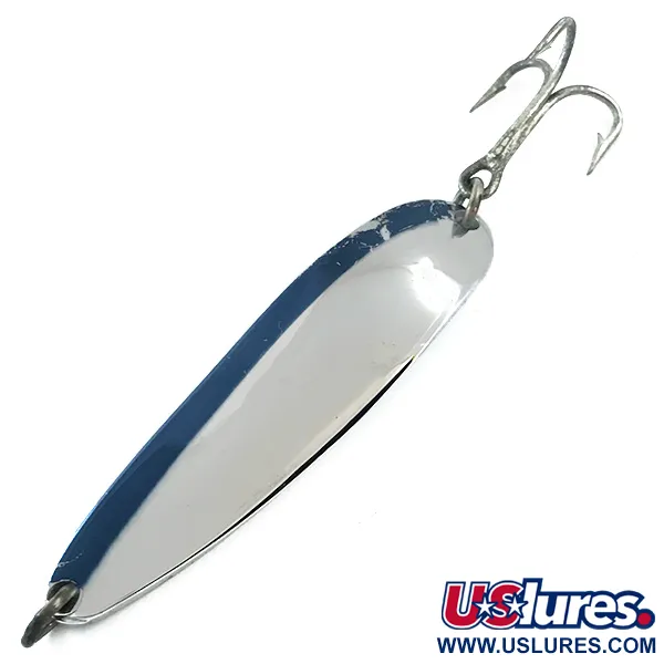 Vintage  Luhr Jensen Krocodile Die #4, 2/3oz Nickel / Blue fishing spoon #5599