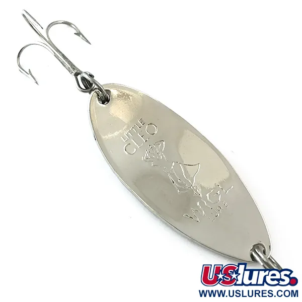 Vintage  Seneca Little Cleo (Hula Girl) UV, 2/3oz Nickel / Orange fishing spoon #5602