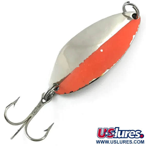 Vintage  Seneca Little Cleo (Hula Girl) UV, 2/3oz Nickel / Orange fishing spoon #5602