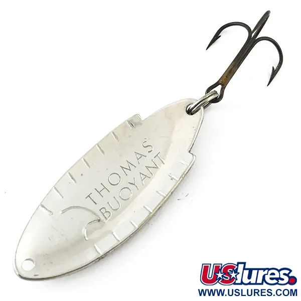 Vintage   Thomas Buoyant, 1/4oz Nickel / Red / Black / Yellow fishing spoon #5604