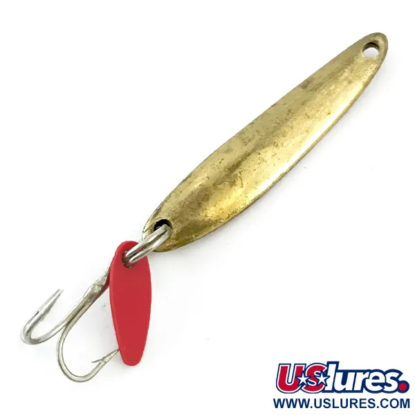 Vintage   Bay de Noc Swedish pimple, 3/16oz Brass / Orange fishing spoon #5609