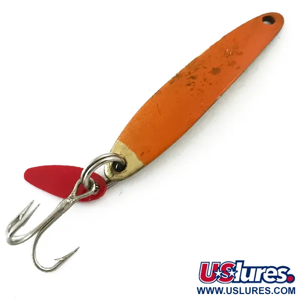 Vintage   Bay de Noc Swedish pimple, 3/16oz Brass / Orange fishing spoon #5609