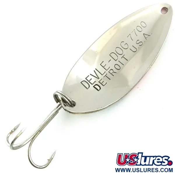 Vintage  Eppinger Dardevle Devle Dog 7700, 1/2oz Rainbow Pearl / Nickel fishing spoon #5616