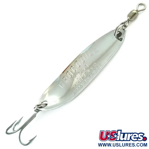 Vintage  Luhr Jensen Krocodile Die #3, 1/3oz Nickel fishing spoon #5617