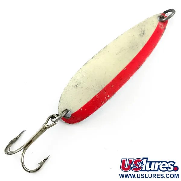 Vintage  Luhr Jensen Krocodile Die #5 Glow UV, 3/4oz Red / White fishing spoon #5623