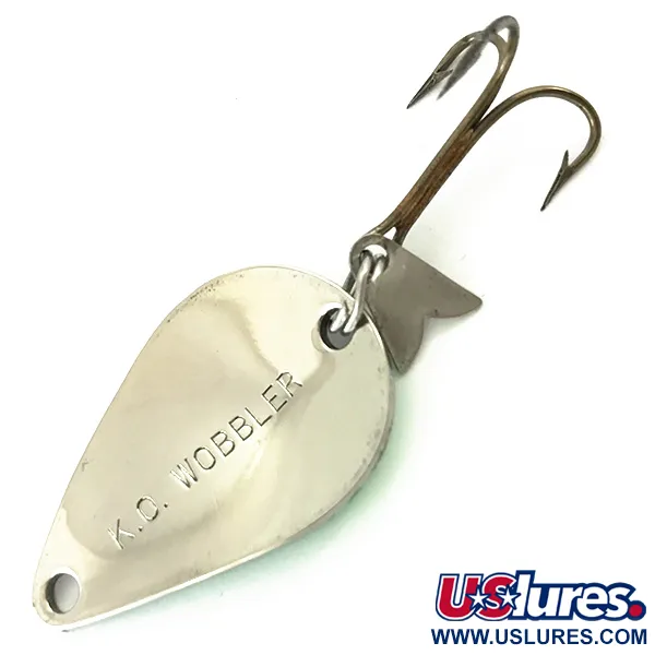 Vintage  Acme K.O. Wobbler UV, 1/4oz Nickel / Green fishing spoon #5629