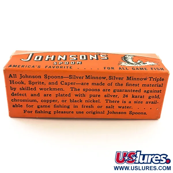   Vintage Weedless Johnson Silver Minnow 1960s, 1/3oz Gold  fishing spoon #5632