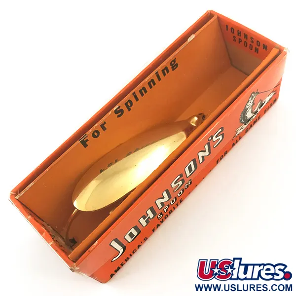   Vintage Weedless Johnson Silver Minnow 1960s, 1/3oz Gold  fishing spoon #5632