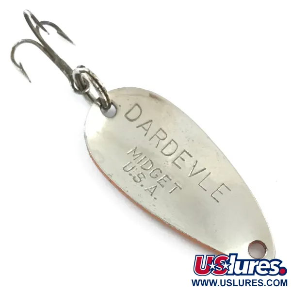 Vintage  Eppinger Dardevle Midget, 3/16oz Orange / Red / Black / Nickel fishing spoon #5636