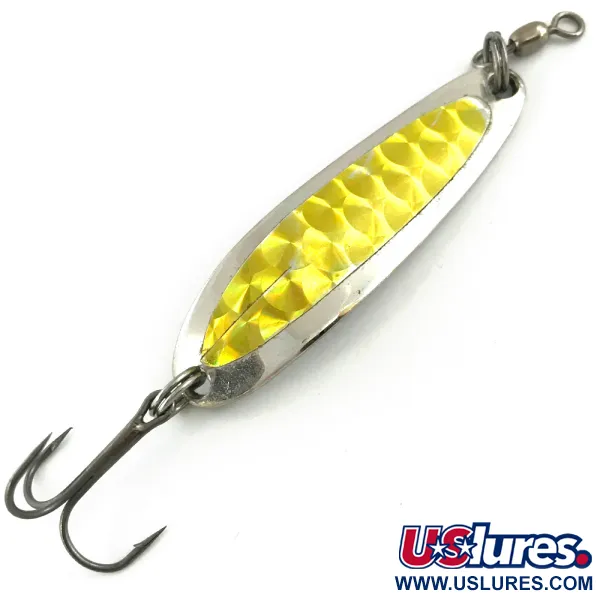 Vintage  Luhr Jensen Krocodile Die #3, 1/3oz Nickel / Golden Hologram fishing spoon #5643