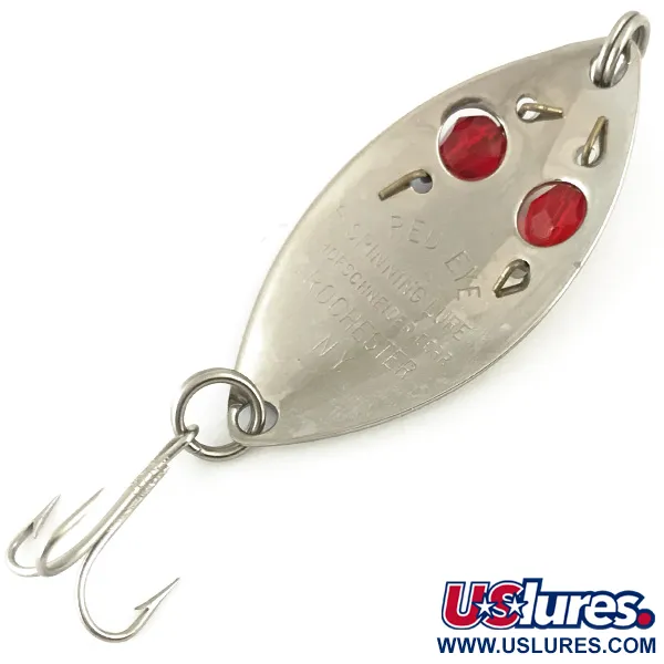Vintage  Hofschneider Red Eye, 1/4oz Nickel / Blue / Red fishing spoon #5658