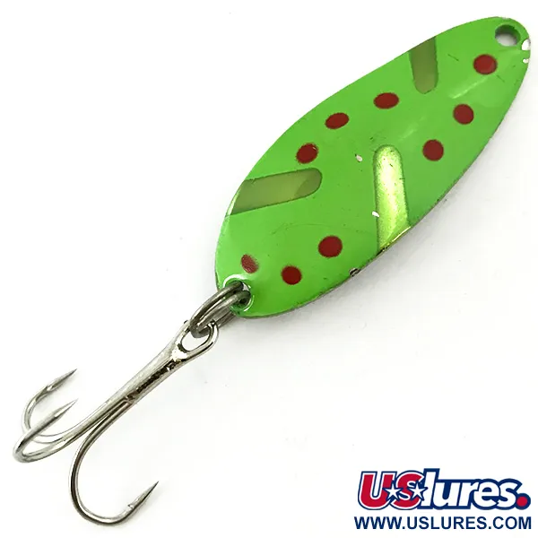 Vintage  Seneca Little Cleo (Hula Girl), 1/3oz Green / Red / Nickel fishing spoon #5661
