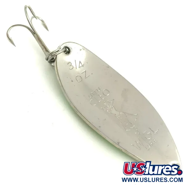 Vintage  Seneca Little Cleo (Hula Girl), 3/4oz Green / Red / Nickel fishing spoon #5673