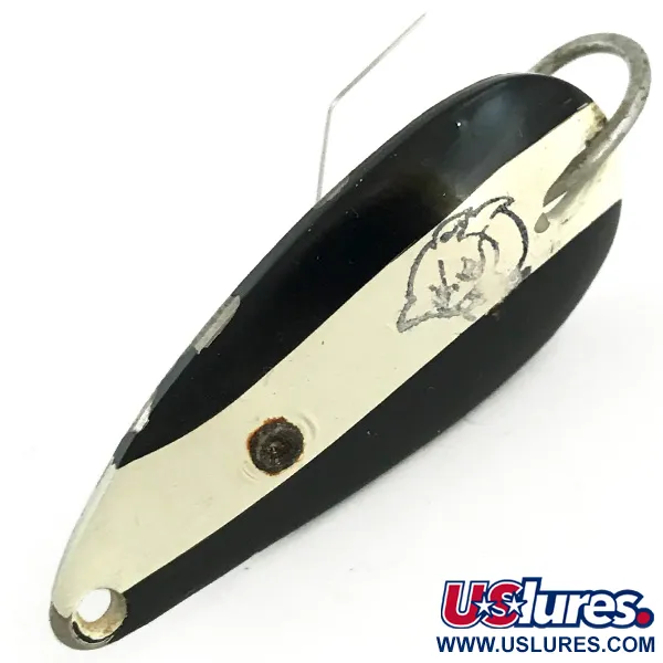 Vintage  Eppinger Weedless Dardevle Spinnie, 1/3oz Black / White / Nickel fishing spoon #5679