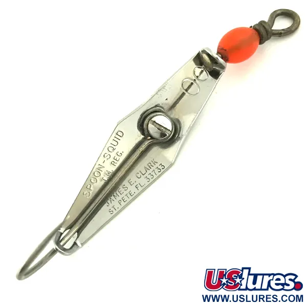 Vintage  James E. Clark  Clark Spoon, 3/16oz Nickel / Red fishing spoon #5685